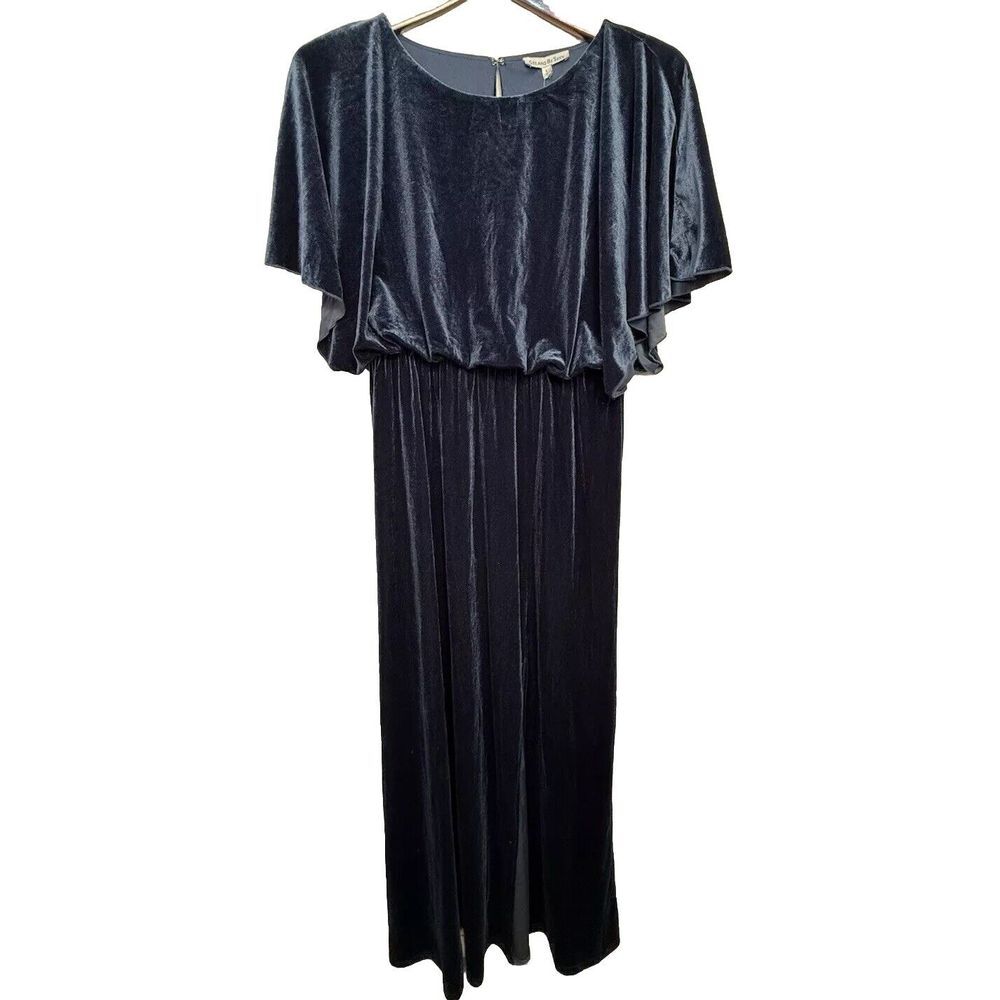 See‎ and Be Seen Deep Blue Velvet Maxi Dress Large Romantic Holiday Party NYE